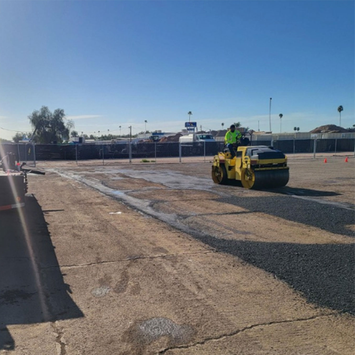 Paving crew paving pavement in Arizona